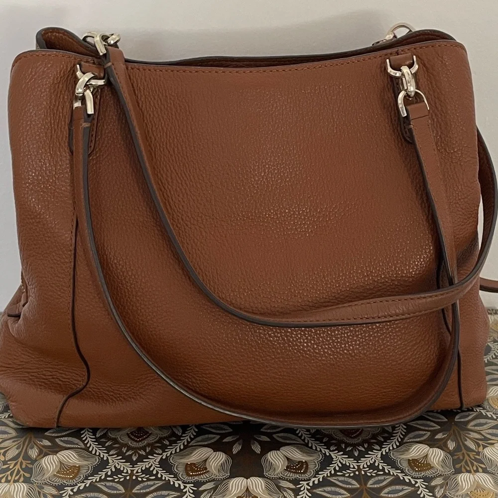 Kate Spade Jackson Triple Compartment Shoulder Tote Satchel Gingerbread color